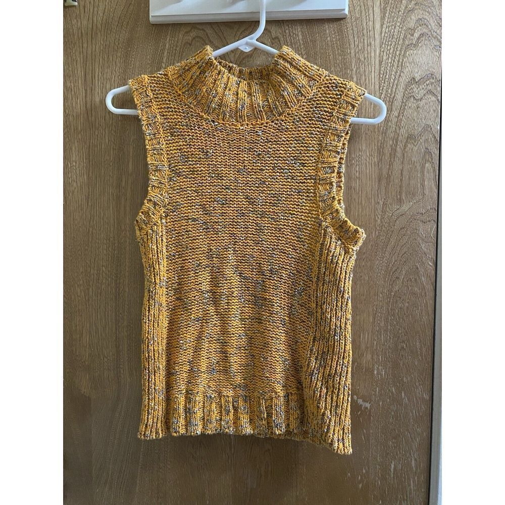 Anthropologie Sunrise Sweater Tank Vest Womens Sz S Chunky Knit Mock Neck *Read